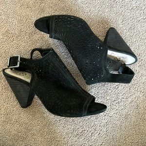 Vince Camuto cone heels. Size 7. Black suede. Worn once.